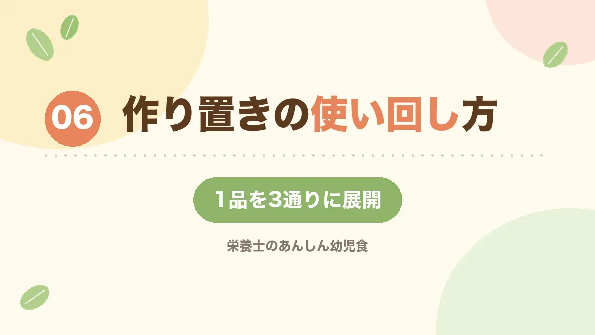 作り置きの使い回し方を紹介する章の見出し画像